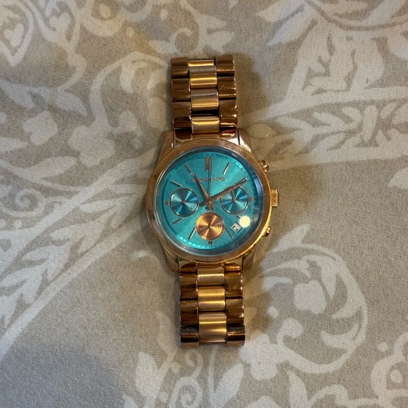 Michael Kors Gold and Blue Women's Watch - Picture 1 of 1
